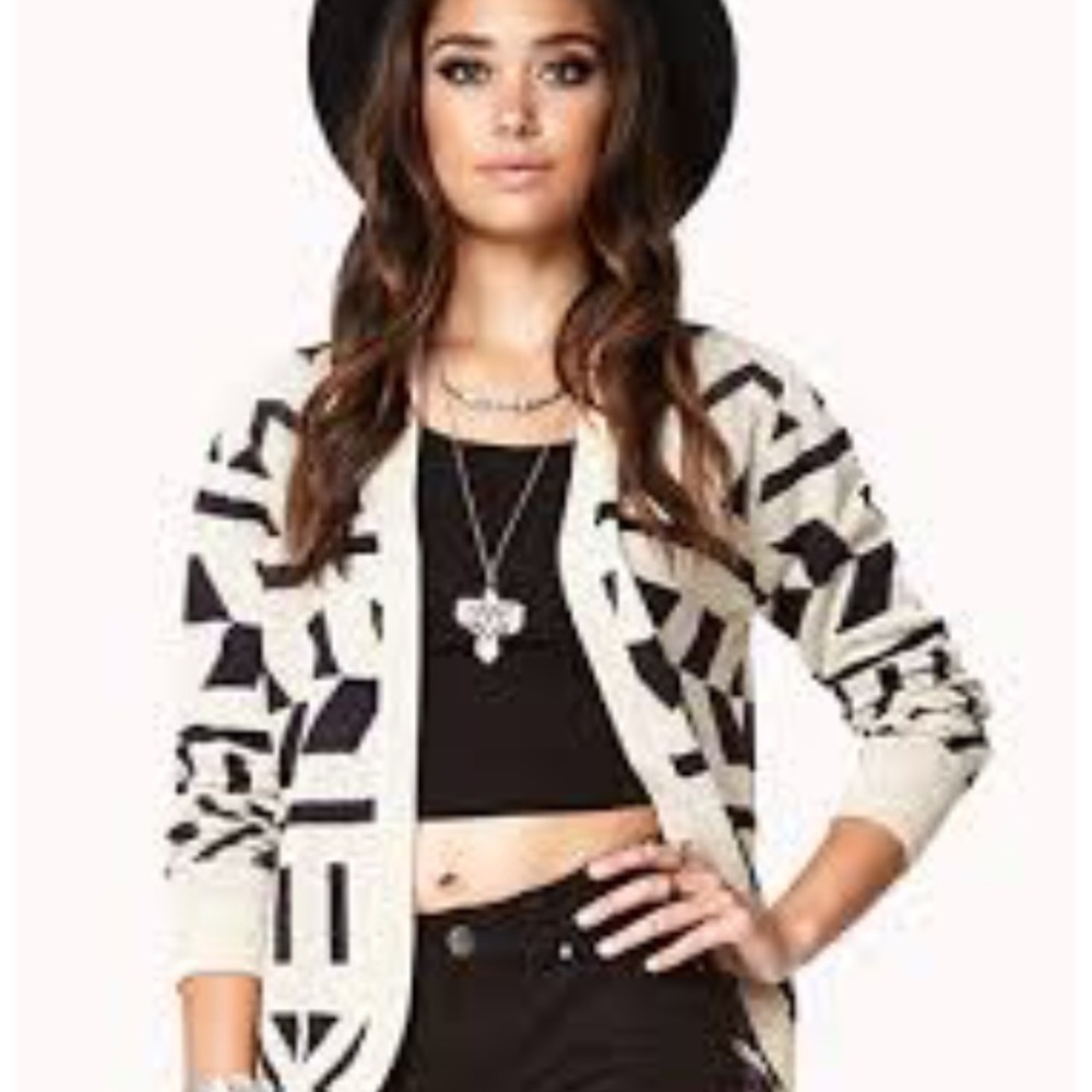Aztec print open cardigan